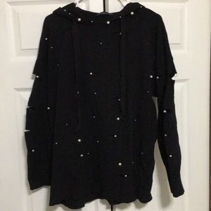 Zara black hoodie with pearls